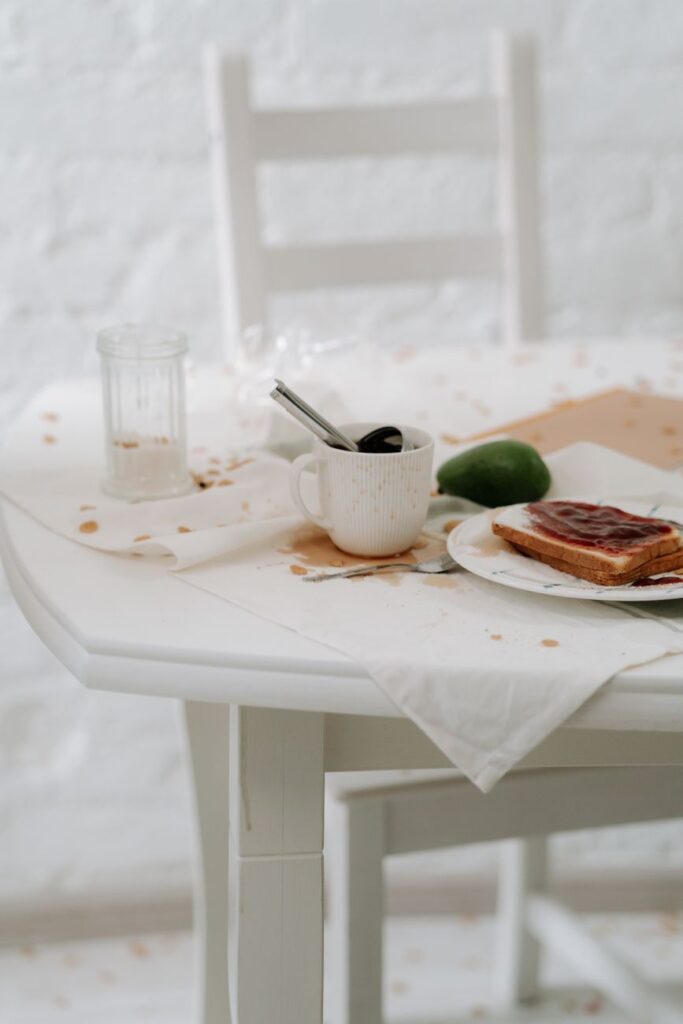 a table in a mess